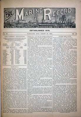 Marine Record (Cleveland, OH), 25 Aug 1892