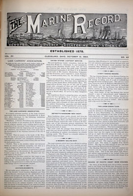 Marine Record (Cleveland, OH), 13 Oct 1892