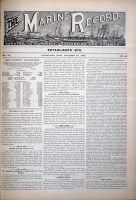 Marine Record (Cleveland, OH), 27 Oct 1892