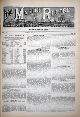 Marine Record (Cleveland, OH), 3 Nov 1892