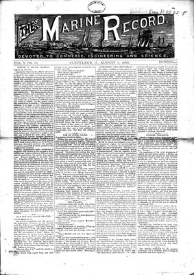 Marine Record (Cleveland, OH), August 2, 1883