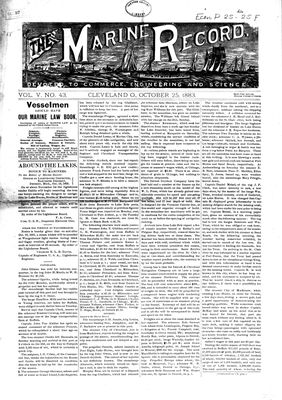 Marine Record (Cleveland, OH), October 25, 1883