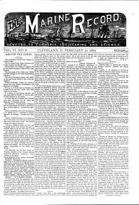 Marine Record (Cleveland, OH), February 21, 1884