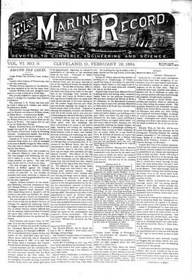 Marine Record (Cleveland, OH), February 28, 1884