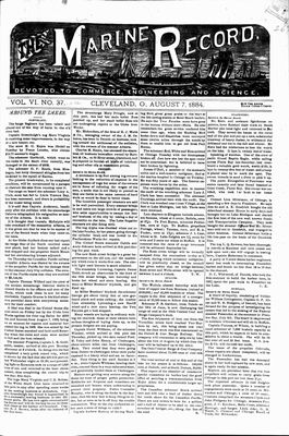 Marine Record (Cleveland, OH), August 7, 1884