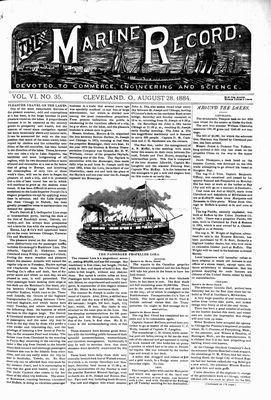 Marine Record (Cleveland, OH), August 28, 1884