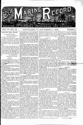 Marine Record (Cleveland, OH), September 4, 1884