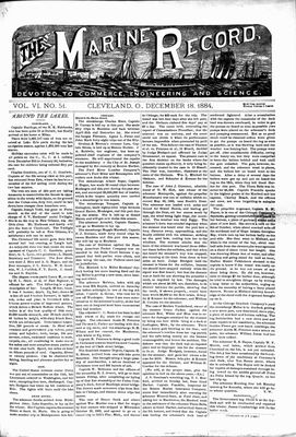 Marine Record (Cleveland, OH), December 18, 1884