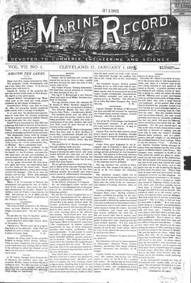 Marine Record (Cleveland, OH), January 1, 1885