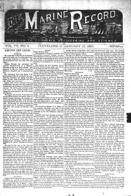 Marine Record (Cleveland, OH), January 22, 1885