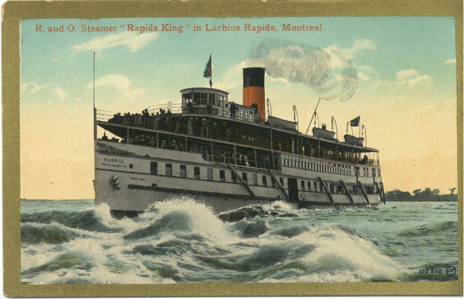 R. and O. Steamer "Rapids King" in Lachine Rapids, Montreal