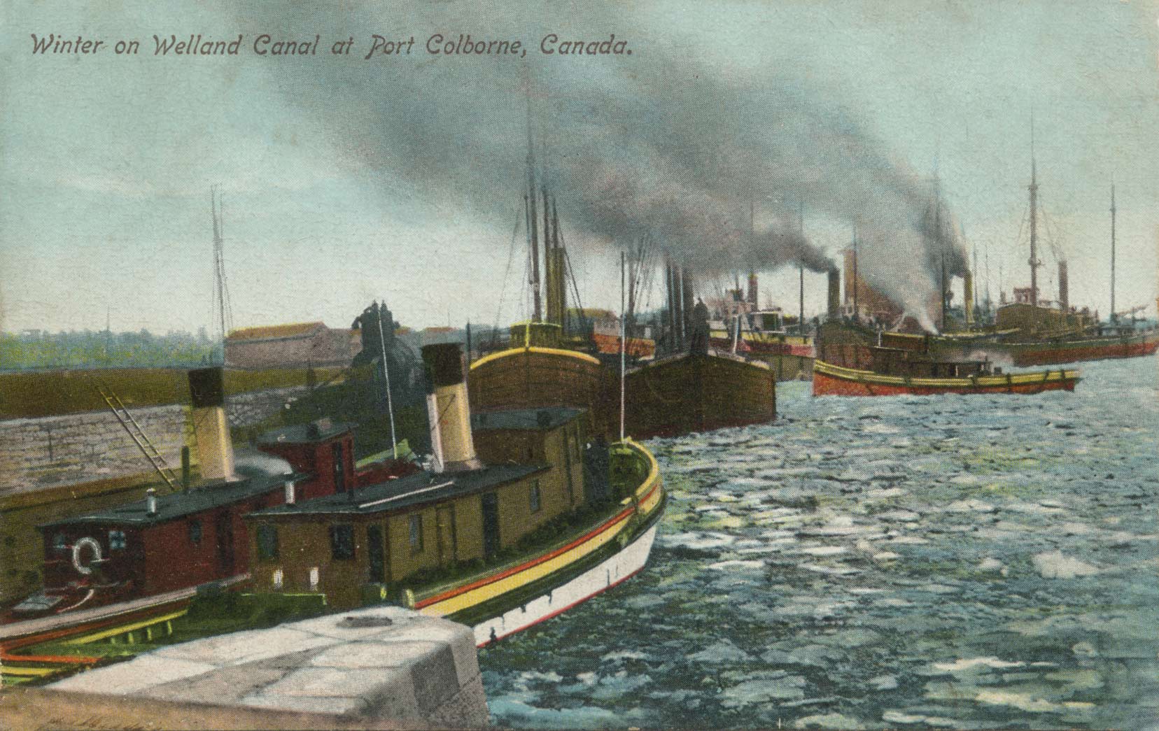 Winter on Welland Canal at Port Colborne, Canada