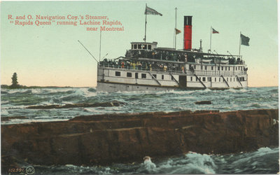 R. and O. Navigation Coy.'s Steamer, &quot;Rapids Queen&quot; running Lachine Rapids, near Montreal