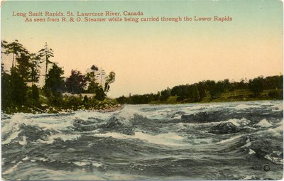 Long Sault Rapids, St. Lawrence River, Canada As seen from R. & O. Steamer while being carried through the Lower Rapids