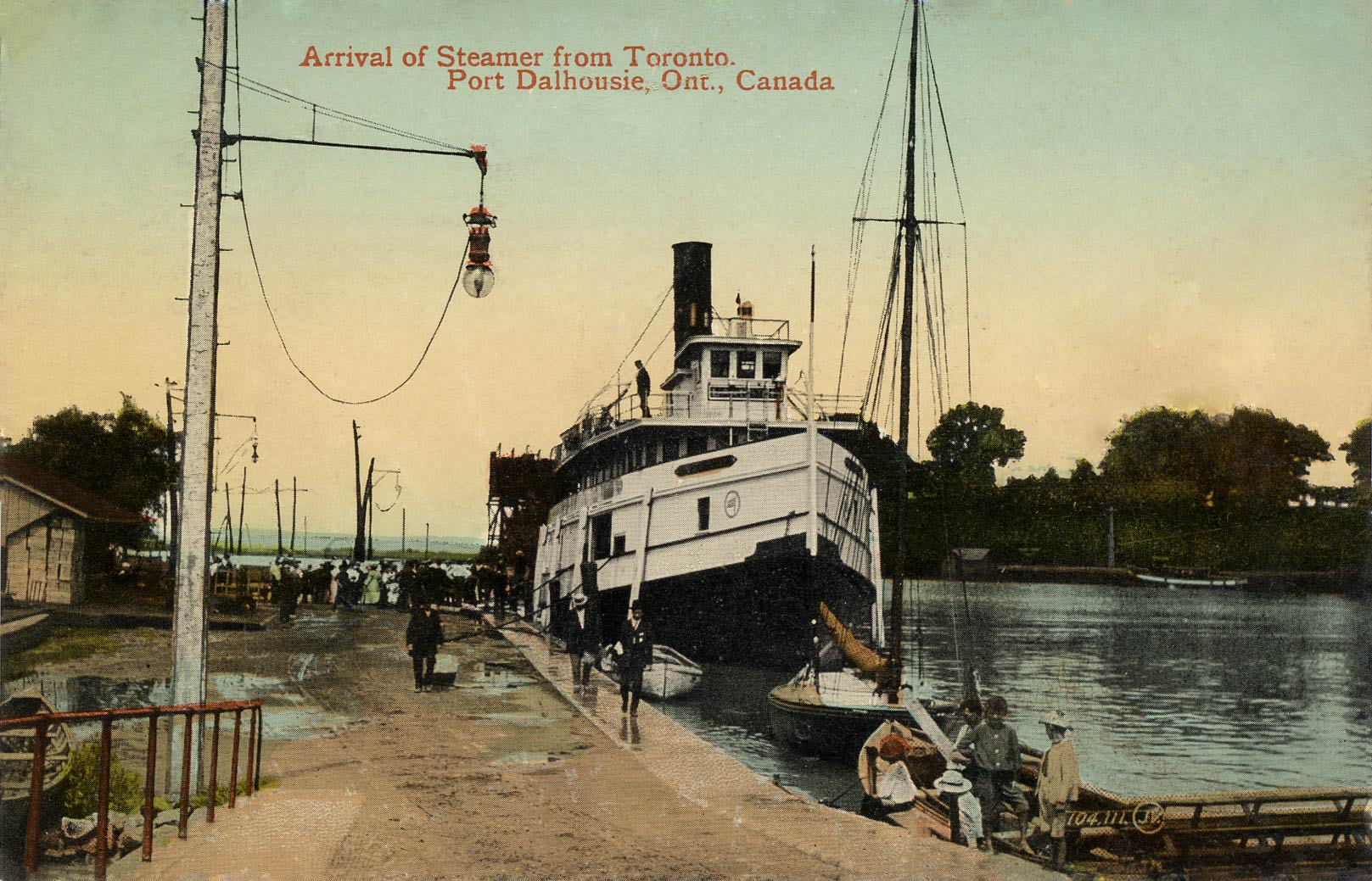 Arrival of Steamer from Toronto.  Port Dalhousie, Ont., Canada