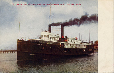 Steamer CITY OF CHICAGO leaving harbor of St. Joseph, Mich.