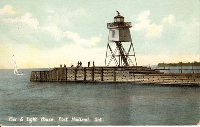 Pier & Light House, Port Maitland, Ont.