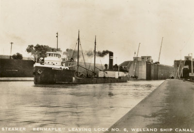 Steamer &quot;Benmaple&quot; leaving Lock No. 6, Welland Ship Canal