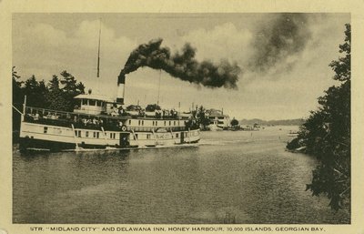 Str. &quot;Midland City&quot; and Delawana Inn, Honey Harbour, 30,000 Islands, Georgian Bay.