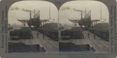 A Comprehensive View of Smaller Unloaders at Work on the Ore Docks, Conneaut, Ohio