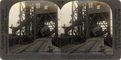 Dumping Whole Cars of Coal into a Hopper to be Poured into Vessel's Hold, Conneaut, Ohio