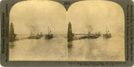 A Great Lakes Freighter Laden with Ore Coming into the Harbor, Conneaut, Ohio, U.S.A.