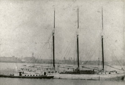 Unknown three masted schooner