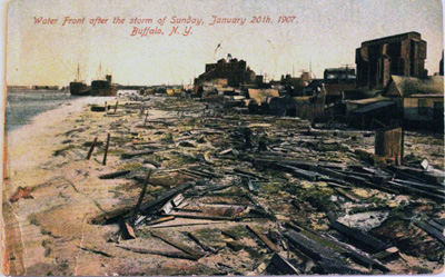 Water Front after the storm of Sunday, January 20th, 1907, Buffalo, N.Y.