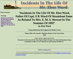 "Incidents In The Life Of Mr. Eber Ward, Father Of Capt. E B. Ward Of Steamboat Fame As Related To Mrs. E. M. S. Stewart In The Summer Of 1852"