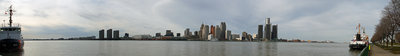 Detroit River waterfront panorama